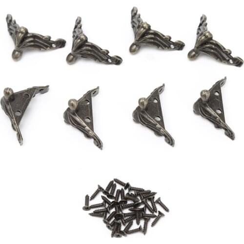 8xDecorative Antique Bronze Jewelry Gift Box Wood Case Feet Leg Corner Protector