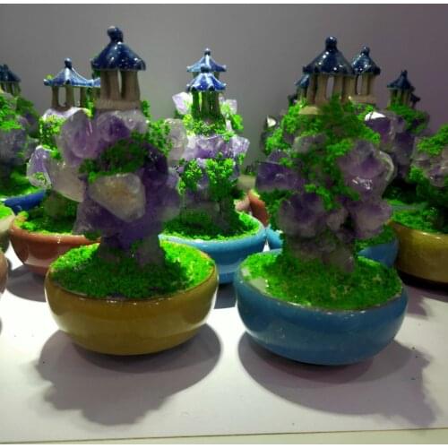 Amethyst Tree Natural Crystal Stone Cluster Specimen Lucky Tree Bring Luck Wealth Tabletop Home Office Healing Decor