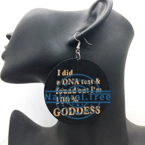 Free Shipping!I did a DNA Test 100% goddess Wooden Earrings