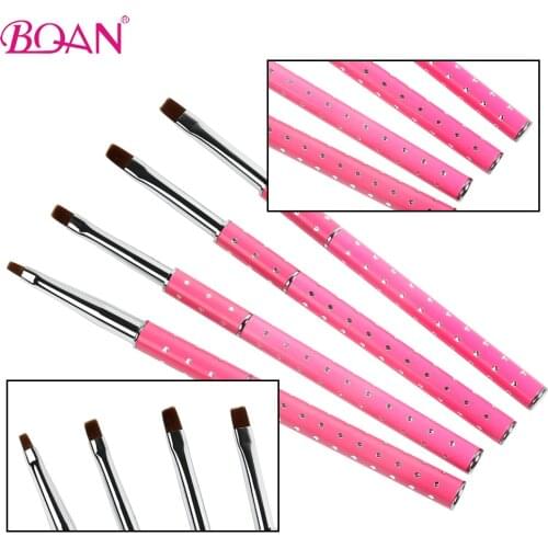 BQAN #2#4#6#8 Flat Nail Brush Carving Nail Art UV Gel Polish Acrylic Extension Nail Art Tips Painting Drawing Manicure Tools