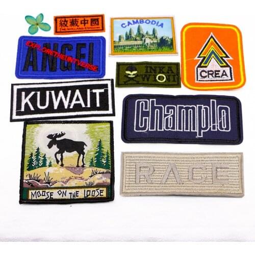 Skull Deer Castle Forest Alphabet Rectangle Icon Embroidery Applique Patches For Clothing DIY Iron on Badges on the Backpack