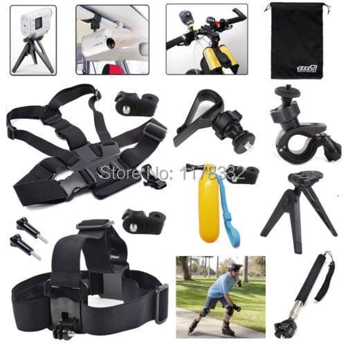 For S Action Cam Camer,Head/Chest Harness/Car Sun Visor/Monopod Mount