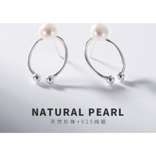 Elegance Natural Pearl Earrings For Lady Women Real 925 Sterling Silver Stud Earrings Fashion Lady Sterling-silver-jewelry 2018