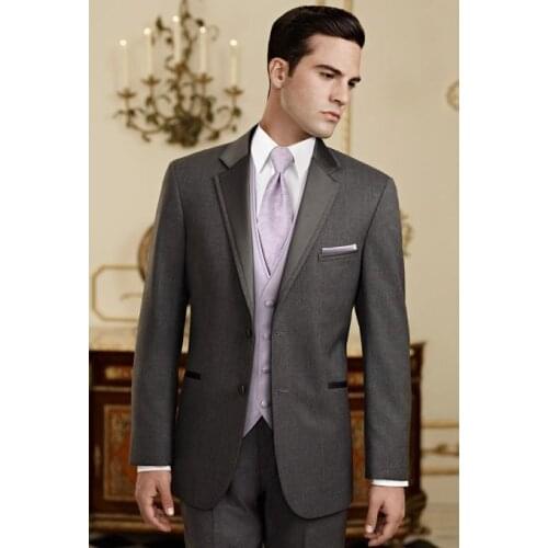 Custom Made Mens Suits Groom Tuxedos Groomsmen Wedding Party Dinner Best Man Suits Blazer (Jacket+Pants+Vest+Tie) NO:570