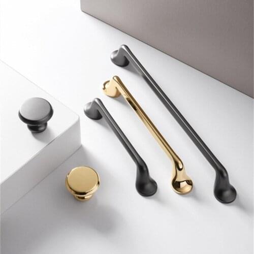 KK&FING Modern Light Luxury Gold Gray Kitchen Cabinet Handles Zinc Alloy Dresser Knobs Drawer Pulls Furniture Handle Hardware
