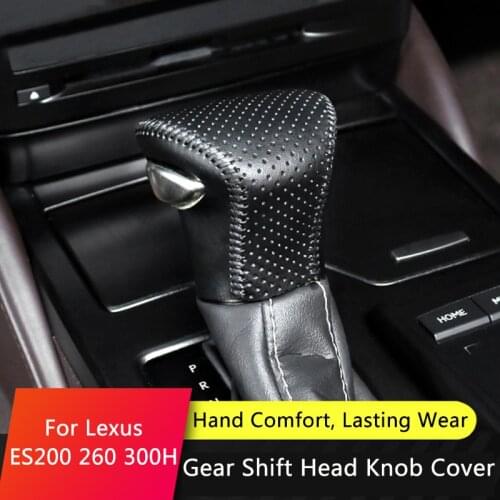 QHCP Leather Car Gear Head Shift Transmission Handle Ball Collars Covers Handbrake Sleeves Case For Lexus ES200260300H 2018-2020