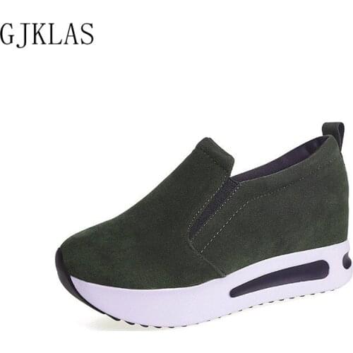 Wedge Platform Sneakers Slip on Shoes for Women Fashion Sport Shoes Woman Hidden Heel Sneaker Suede Platforms Women Shoes Casual