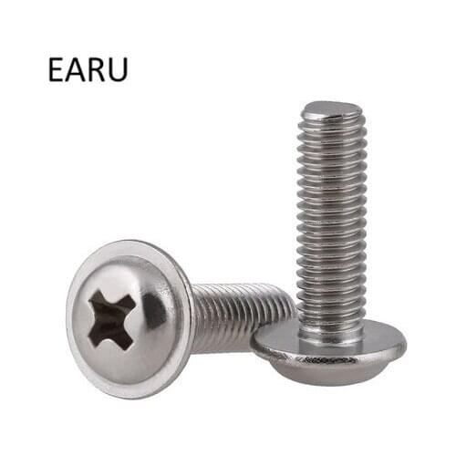 M3*4/5/6/8/10/12/16/20/25mm 316 Stainless Steel Round Pan Cross Phillips Head With Washer Pad Computer Screw Bolt