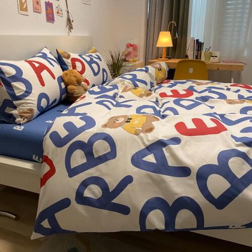 Cute Cartoon Bedding Set Fashion Flat Sheets Adult Children Bed Linen Duvet Quilt Cover Pillowcase Kawaii Boys Girl