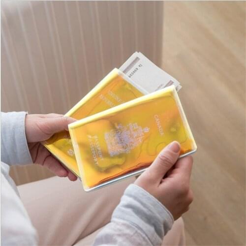 Fashion laser Paillette PVC Passport Holder Cover Women Storage Organizer Card Case Business Credit Wallet Travel Accessories