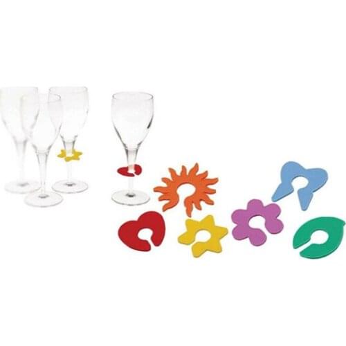 Fashion Red Wine Glasses Marker Sun Star Flower Shape Wineglass Label Silicone Bar Accessories Party Dedicated 6pcs/set Y023