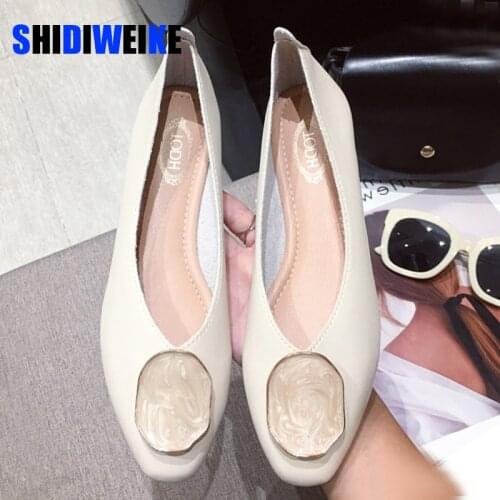 2021 Fashion Womens Ballet Flats Shoes Spring Summer Ladies Footwear Females Slip-On Shallow Loafers Work Single Shoes AB355