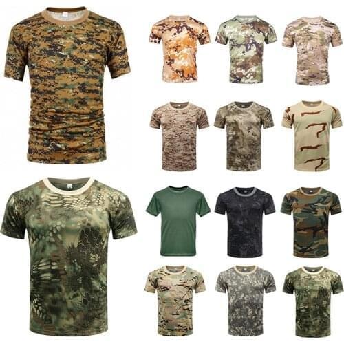 Mens Quick Dry Military Tactical t Shirt Camouflage Army Fishing Shirt Short Hunting Hiking Shirts Camo Tshirts Tactical Clothes