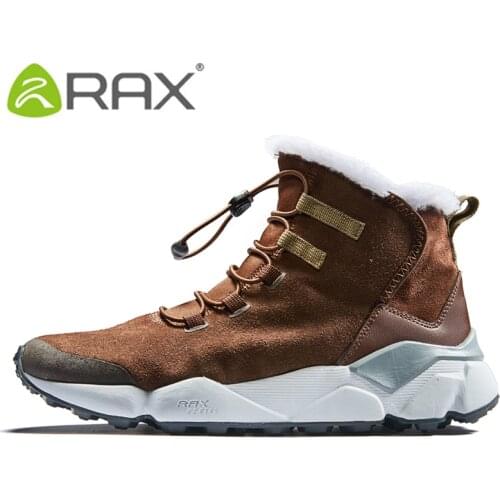 RAX Mens Hiking Shoes Latest Snowboot Anti-slip Boot Plush Lining Mid-high Classic Style Hiking Boots for Professional Men
