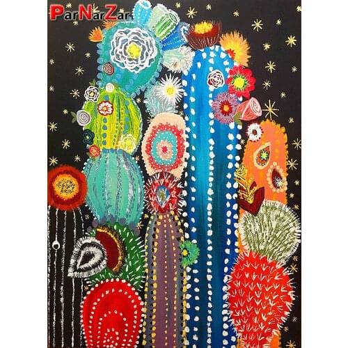 ParNarZar 5D Diamond Painting Kits Cactu Succulent Plant Round Full Drill Flower Crystal Rhinestone Cross Stitch for Wall Decor