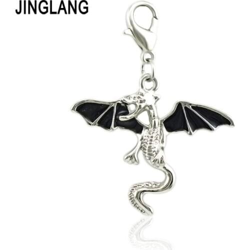 JINGLANG Wholesale Jewelry Colorful Enamel Halloweem Dragon Alloy Charm Earrings Necklace Pendants Jewelry Accessories 50 Pcs