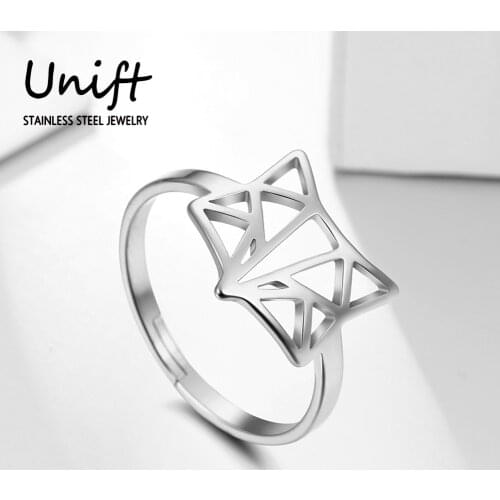 Unift Creative Fox Animal Rings For Women Stainless Steel Open Finger Rings Fashion Retro Jewelry Party Accessories Couple Gift
