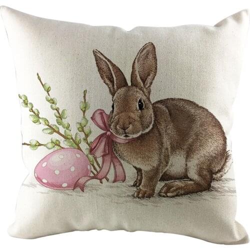 Easter Sofa Bed Home Decoration Festival Rabbit Pillow Case Cushion Cover Easter Decoration Home Decorative Pillow 45x45cm#007