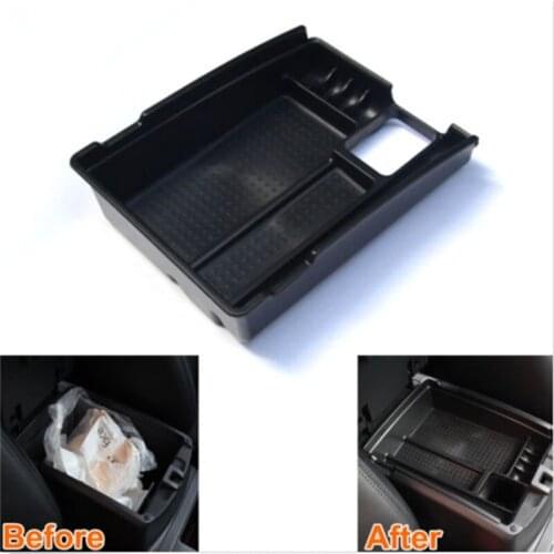 BBQ@FUKA Black ABS Armrest Secondary Glove Storage Pallet Container Box Storage Center Console Fit For X-trail 2014 Car-Styling