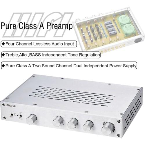 Hifivv Audio Pure Class A Preamplifier Two Sound Channel Dual Independent Power Supply LME49710/MUSE03 Four Line Audio Input