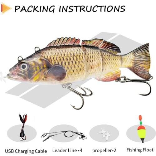 Robotic Multi Jointed Bait Electric Lure Bass Wobblers Led Light For 4 Segement Fishing Swimbait Artificial Hard Rechargeable