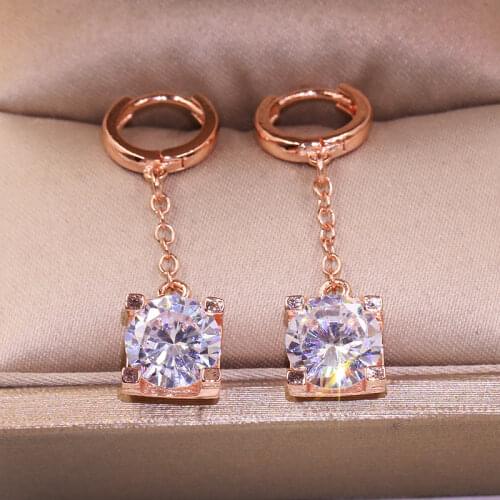 Luxury Female Drop Earrings Fashion Silver rose Gold Wedding Earrings Jewelry Vintage Long Dangle Earrings For Women