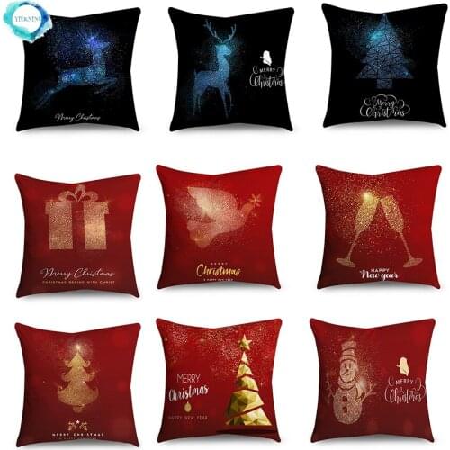 Christmas Decorative Polyester Cushion Cover for Home Tree Gifts Printed Pillow Cover Pillow Case Home Decor Xmas Decoration