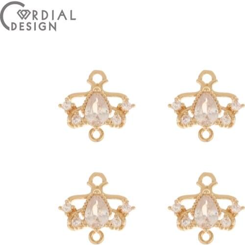 Cordial Design 50Pcs 13*13MM DIY Connectors/CZ Charms/Jewelry Findings & Component/Hand Made/Earrings Making/Jewelry Accessories