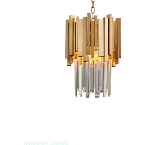 Modern Crystal Pendant Lights Lighting For Dining Room Kitchen Island Bedroom Chain Loft Pendant Lamps Gold/Chrome Light Fixture