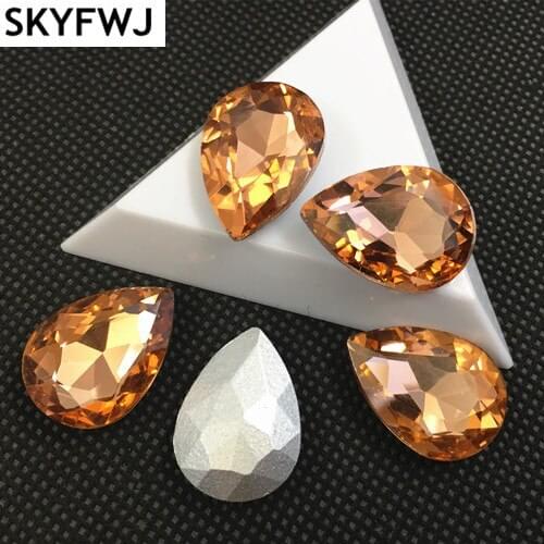 Light peach Color TEARDROP Glass Crystal POINTED BACK Rhinestones 4x6,7x10,10x14,13x18,18x25,20x30,30x40mm Dress Drop stone