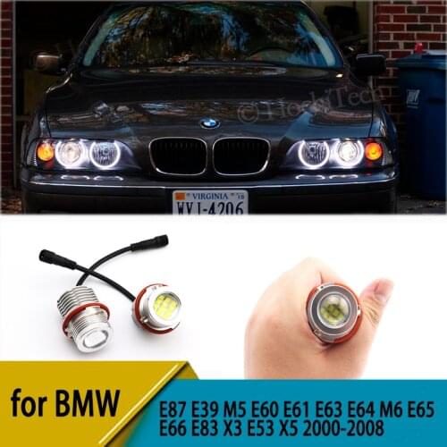 2pcs 120W 6000K lamp LED Angel Eyes Marker Lights Bulbs For BMW E87 E39 M5 E60 E61 E63 E64 M6 E65 E66 E83 X3 E53 X5 2000-2008