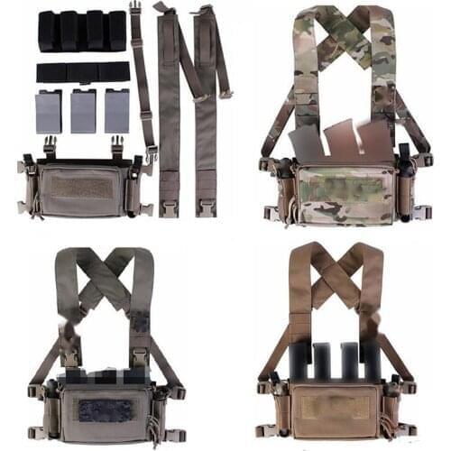 Tactical Chest Rig Bag Magazine Harness Front Pouch Holster Military Vest Rig Bag Adjustable Functional Quick Release Waist Pouc