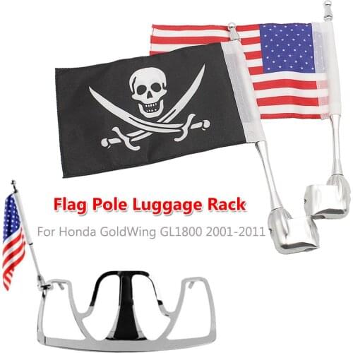 For Honda GoldWing GL1800 2001-2011 Motorcycle Flag Pole Luggage Rack Vertical American Fits