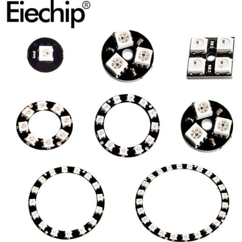 WS2812 5050 RGB LED Lamp Panel Module 1/3/4/7/8/12/16/24 bit ,round LED Development Board display for Arduino DIY Electronics