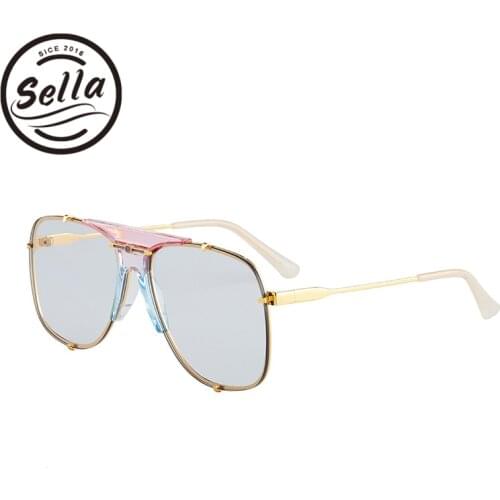 Sella New Arrival Fashion Women Men Oversized Gradient Tint Lens Pilot Sunglasses T-Show Street Style Summer Glasses Eyewear