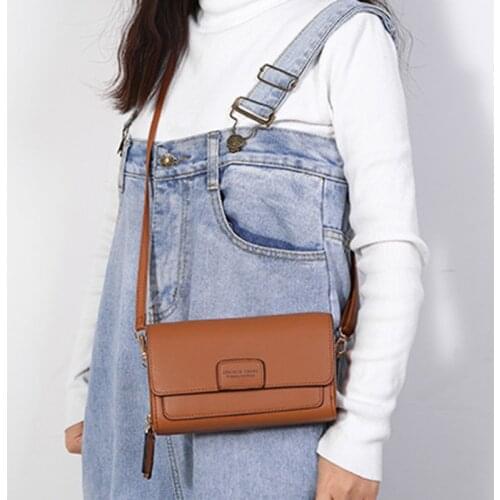 Women Wallet Fashion Solid Long Wallet PU Leather Zipper Hasp Porta Shoulder Bag Note Compartment Wallet