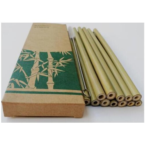 100sets Bamboo Straws Sets Reusable Eco Friendly Handcrafted Natural Bamboo Drinking Straws and Cleaning Brush