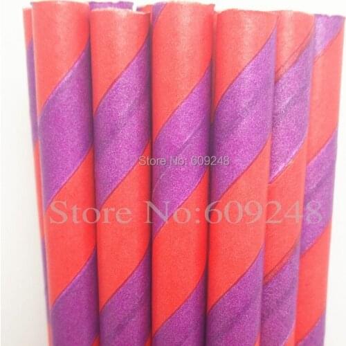 100pcs Mixed Colors Purple Red Stripe Printed Halloween Paper Straws Drinking Mason Jar,Trick or Treat Fall Carnival Events