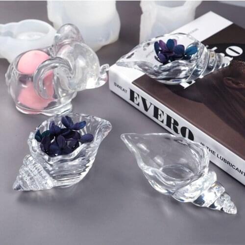 3Pcs Conch Elephant Shape Rack Mold Kit Silicone Resin Mold Makp Up Egg Stand Epoxy Resin Mould Art Tools