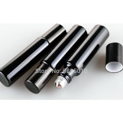 5ML 10ML Black UV Essential oil Roll On Bottle Vials with steel metal roller ball for perfume F438