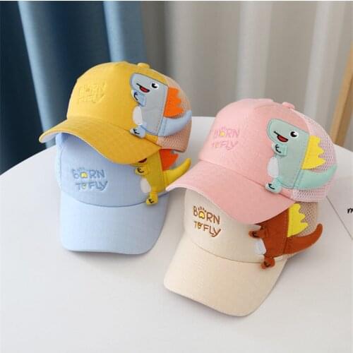 New Summer Mesh Baseball Cap Kids Snapback Fashion Boys Girls Sun Hat Children Cartoon Animal Dinosaur Caps Outdoor