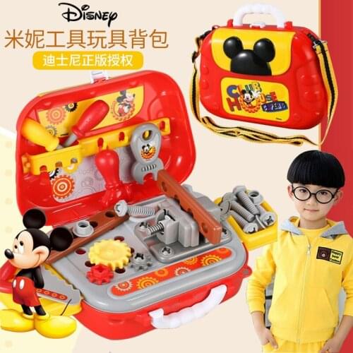 Mickey Mouse Kids Boys Simulation Repair Tool Toys Children Pretend Play Toolbox Disney Kit Drill Screw Driver House Play Toys