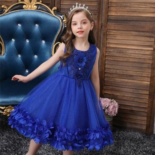 Baby Children Girl Dress 2020 Kids Ceremonies Party Dresses Flower Princess Wedding Gown Girls Christmas Dress applique vestido