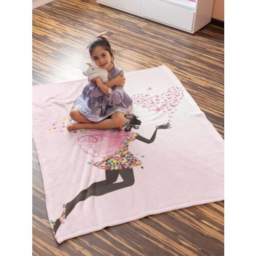 Butterfly Girl Fleece Blanket,Soft Blanket For Beds,Bed Cover,Shawl Blanket,Cover For Accessory,Home Decor