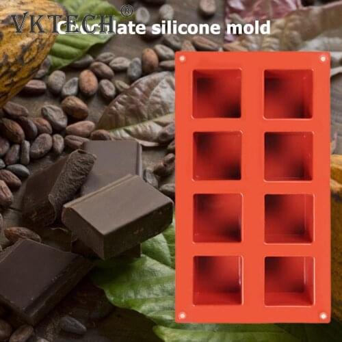 8 Cavity Square Shape Chocolate Maker Mold Baking Mousse Cake Ice Cream Mould Dessert Non Stick Big Jelly Cube Tools