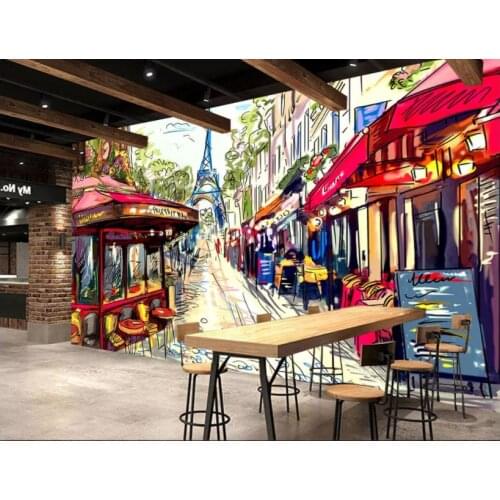 Classic wallpaper for walls French streetscape graffiti trend wallpaper background wall