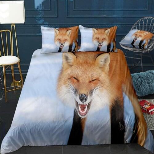 Animal Fox Quilt Cover Pillowcase 3Piece Comforter Bedding Set With Pillow Case Single Double Duvet Cover Home Decora