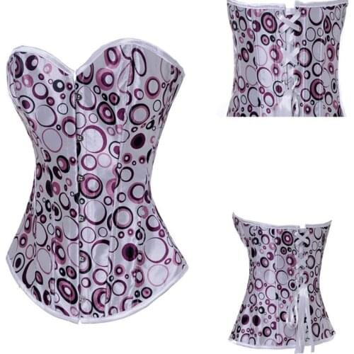 Corset bustiers floral lace tops for women vintage sexy corsets gothic satin lingerie corselet overbust 2776