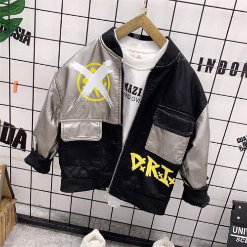 Children PU Leather Jacket Casaco Infantil Baby Boys Autumn Winter PU Leather Coat Kids Spring Jacket Solid Outerwear