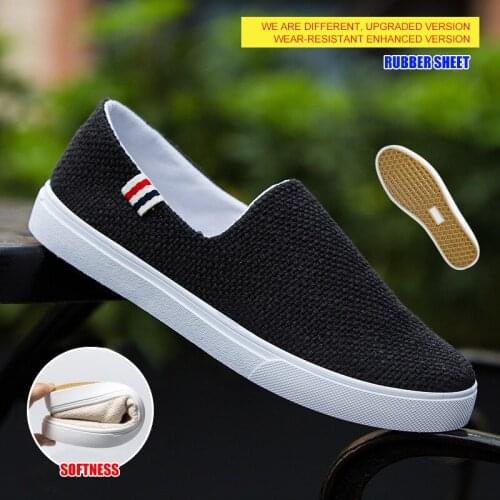 Fashion Men Casual Shoes Flax Flat Loafers For Male Low Top Footwear Shoes Slip-on Spring Summer Light Men Shoes Breathable